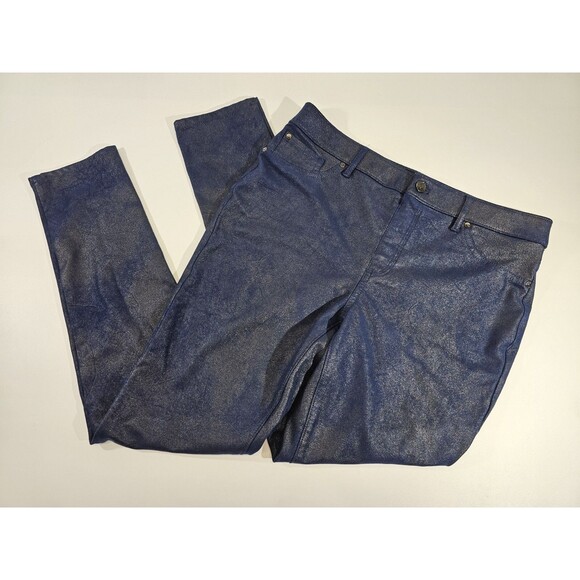 ALK Women's .5 Small Chico's Faux-Suede Knit Pants Stretch Slim Leg Denim Slacks - Picture 2 of 7